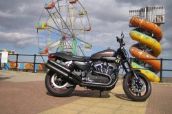 The Harley-Davidson XR1200X pictured on a day out at the seaside in Cleethorpes.